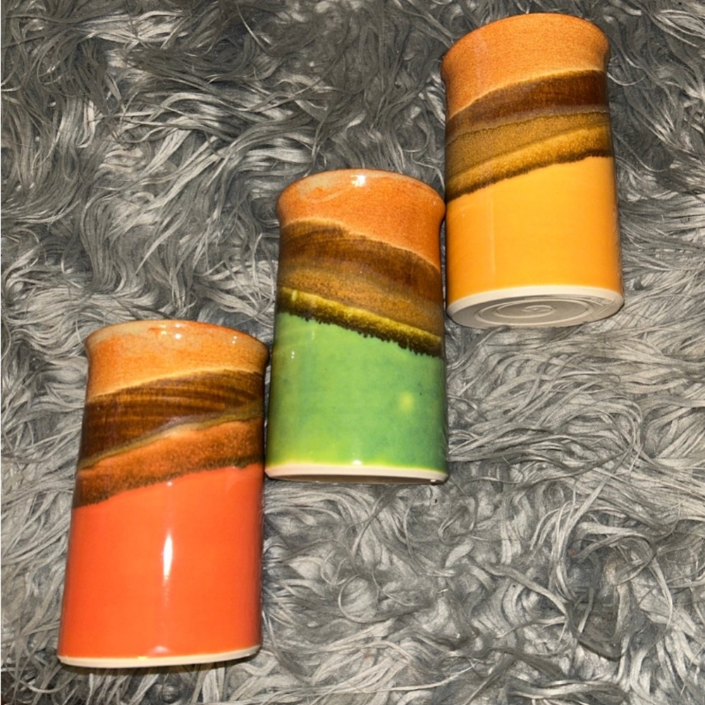 VTG ZYRA Zyraware Zyra Clay Studio Art Ceramic Pottery Tumblers Bundle Of 3 - Picture 10 of 15